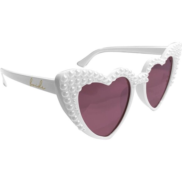 ?Women White Bride Sunglasses Pearl Heart Bachelorette Party Favors Accessory main image 5